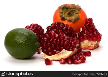 tropical fruits isolated on white background