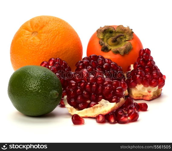 tropical fruits isolated on white background