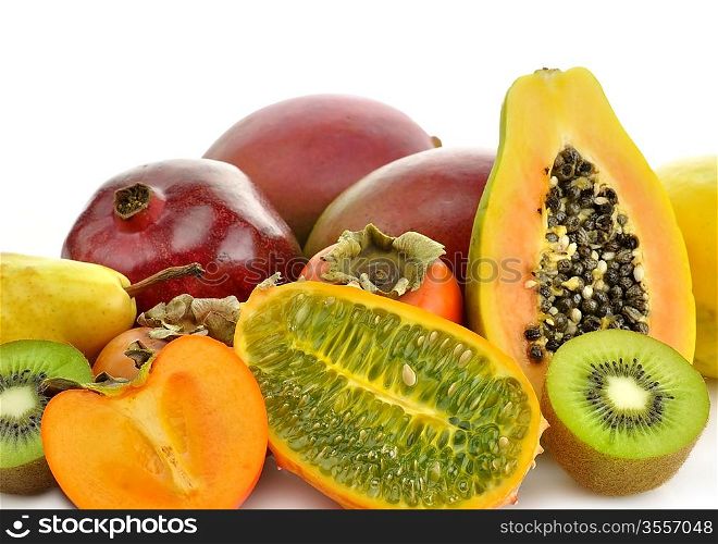 Tropical Fruits On White Background