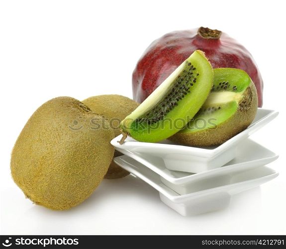 Tropical Fruits On White Background , Close Up