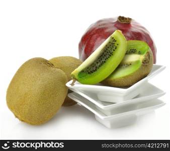 Tropical Fruits On White Background , Close Up