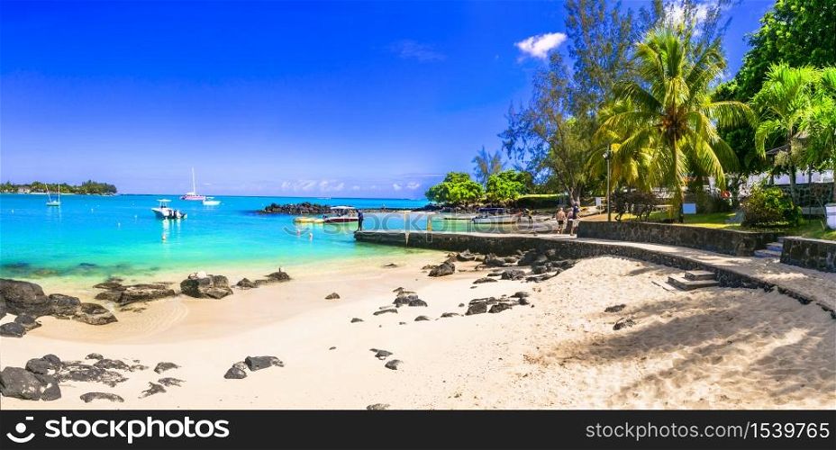 Tropical holidays - popular resort and beaches of Grand Bay in Mauritius island. Mauritius island, Grand Bay