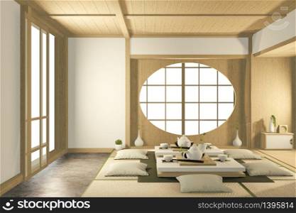 Tropical interior design with sofa for living room japanese style. 3D rendering