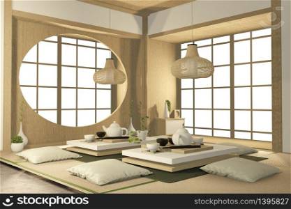 Tropical interior design with sofa for living room japanese style. 3D rendering