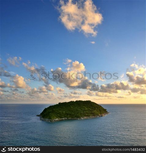 Tropical island in sunsettime,phuket,thailand,Square composition.