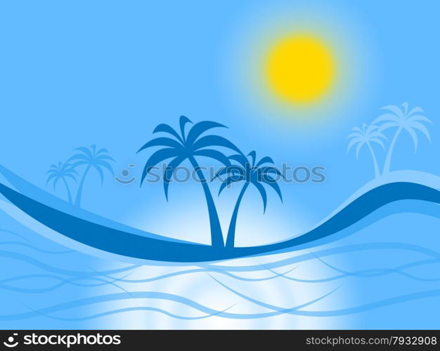 Tropical Island Indicating Coconut Tree And Exotic