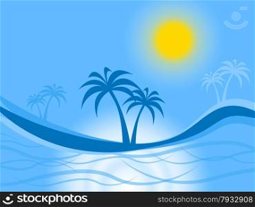 Tropical Island Indicating Coconut Tree And Exotic