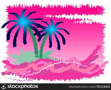 Tropical Island Showing Go On Leave And Palm Tree