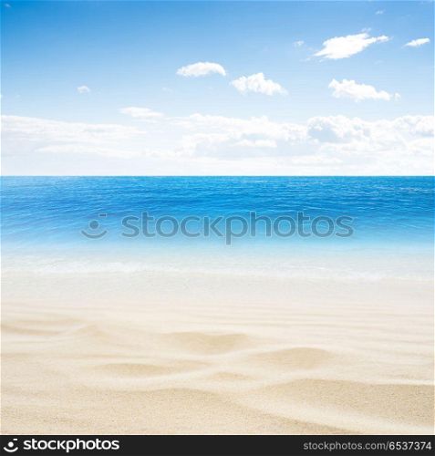 Tropical island summer beach. Tropical island summer beach. Sky and ocean. Tropical island summer beach