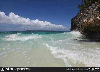 Tropical landscape of Philippines. Tropical landscape with sea waves and rocks at Philippines