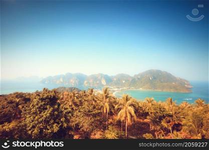 Tropical landscape on the Phi-phi island, Thailand.. Tropical landscape.