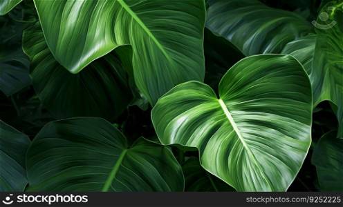 Tropical leaves background. Illustration Generative AI 