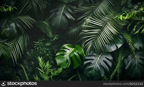 Tropical leaves background. Illustration Generative AI
