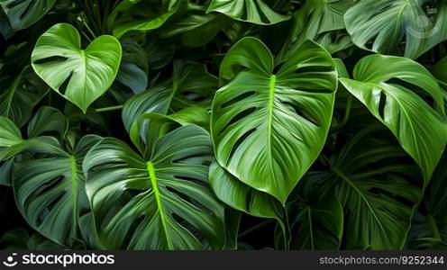 Tropical leaves background. Illustration Generative AI 
