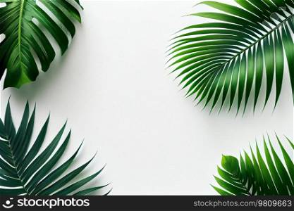 Tropical leaves palm branch. Illustration AI Generative 