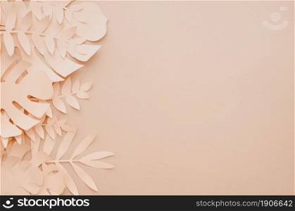 tropical leaves paper cut style with copy space. High resolution photo. tropical leaves paper cut style with copy space. High quality photo