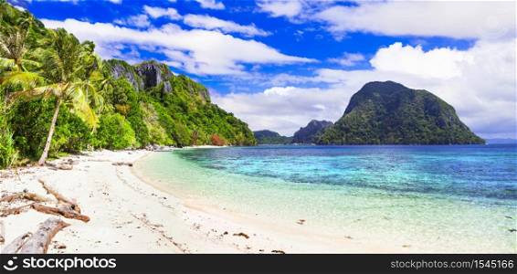 Tropical nature and exotic wild beauty of unique Palawan island. Magical El Nido. Philippines. Tropical remote islands of El Nido. Philippines, Palawan