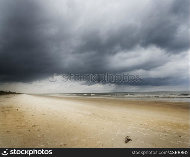 Tropical Ocean Beach Before Rain