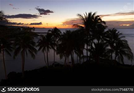 Tropical ocean with fading sunset during late evening