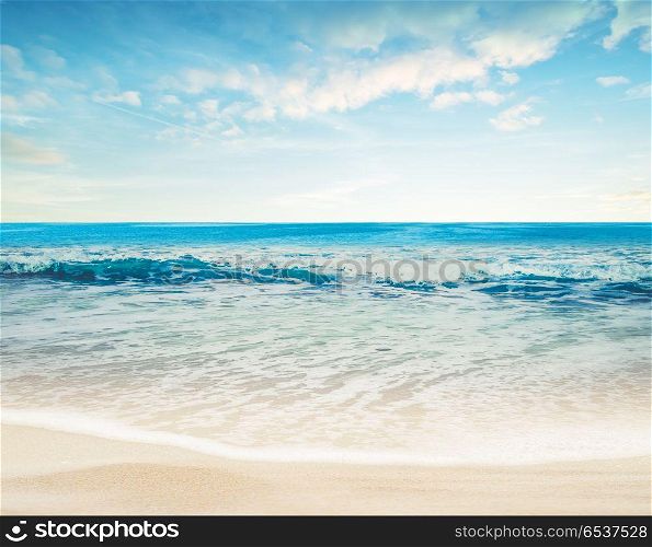 Tropical paradise beach. Tropical paradise beach. Summer caribbean sea background. Tropical paradise beach