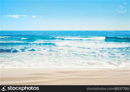 Tropical paradise beach. Tropical paradise beach. Summer caribbean sea background. Tropical paradise beach