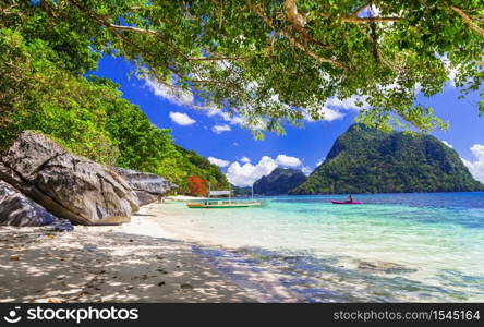 Tropical paradise scenery - wild beauty of Palawan. Splendid small islands of Elnido. Philippines. Philippines nsature scenery. Palawan, El Nido