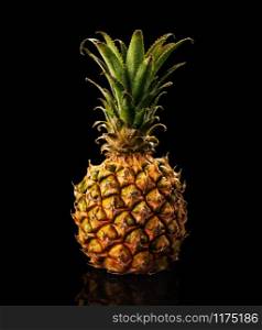 Tropical pineapple (ananas) isolated on black background