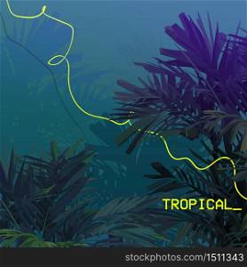 Tropical plants and freeform line background design
