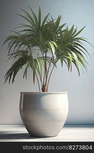 Tropical plants banana in a pot on white background. Generative AI