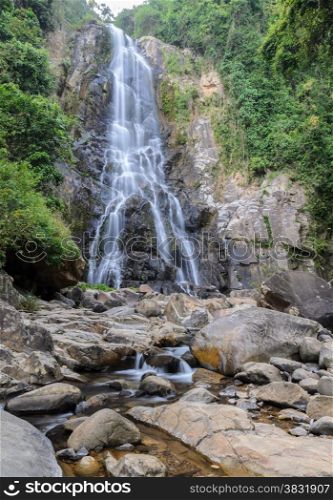 Tropical rainforest waterfall of Sunanta waterfall in Nakhon Si Thammarat, Thailand