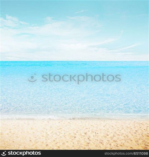 Tropical resort beach. Tropical resort beach. Summer background day landscape. Tropical resort beach