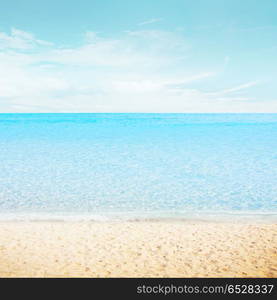 Tropical resort beach. Tropical resort beach. Summer background outdoor scene. Tropical resort beach