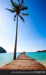 Tropical Resort. boardwalk on beach