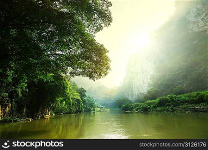 tropical river in Laos
