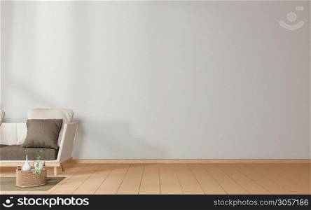tropical room interior with sofa and plants decoration on wooden floor.3D rendering