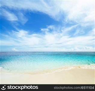 Tropical sea landscape. Tropical sea and cloudy sky summer landscape. Tropical sea landscape