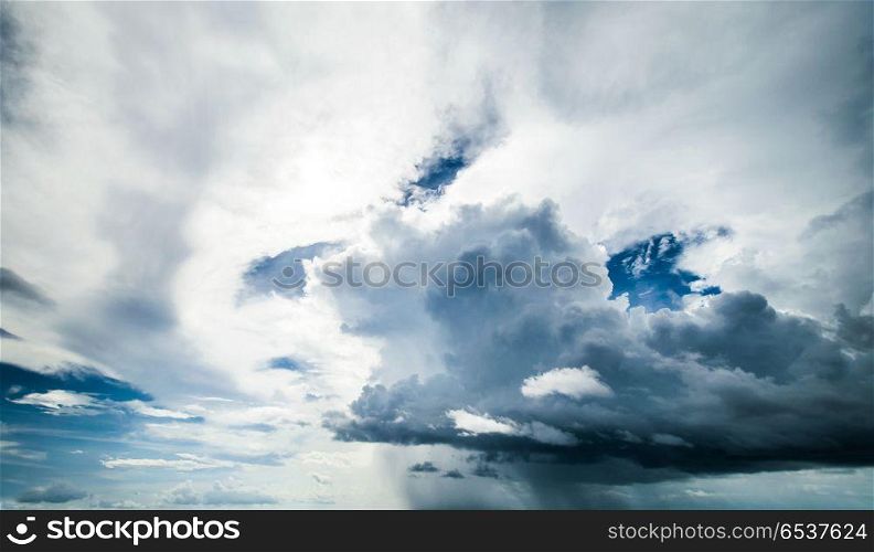Tropical storm clouds and sky. Tropical storm clouds and sky. Hurricane weather landscape. Tropical storm clouds and sky