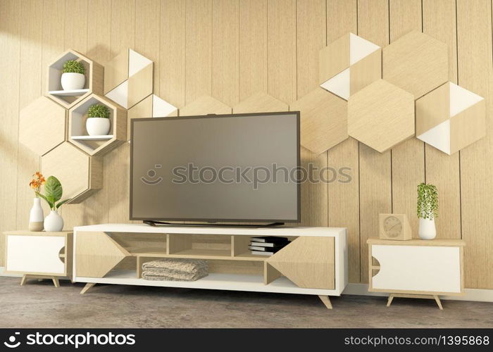 Tropical style - japanese room interior - minimal design. 3d rendering