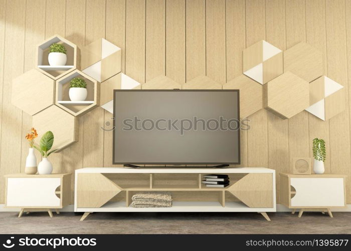 Tropical style - japanese room interior - minimal design. 3d rendering