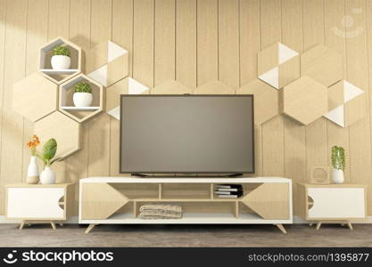 Tropical style - japanese room interior - minimal design. 3d rendering