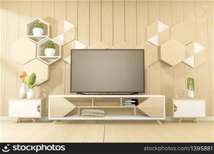 Tropical style - japanese room interior - minimal design. 3d rendering
