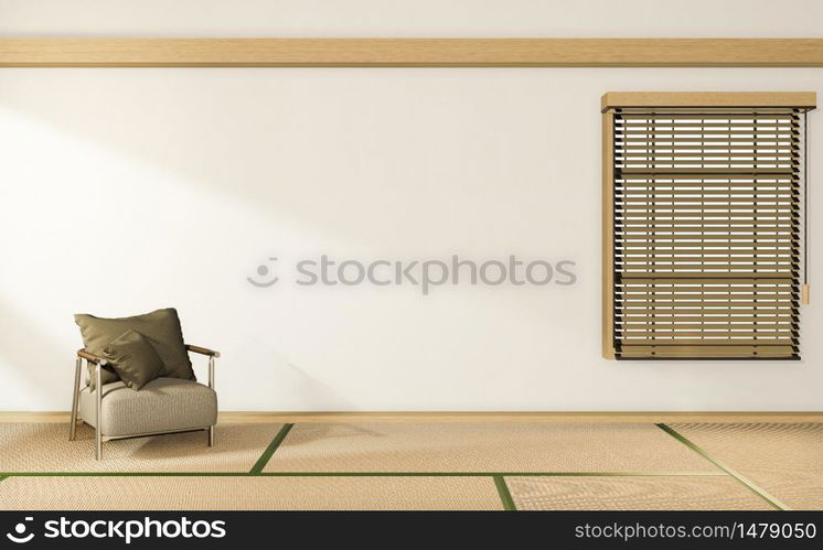 tropical style room interior, empty room japan style. 3D rendering