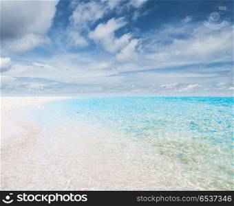 Tropical summer beach. Tropical summer beach. Ocean outdoor day landscape. Tropical summer beach
