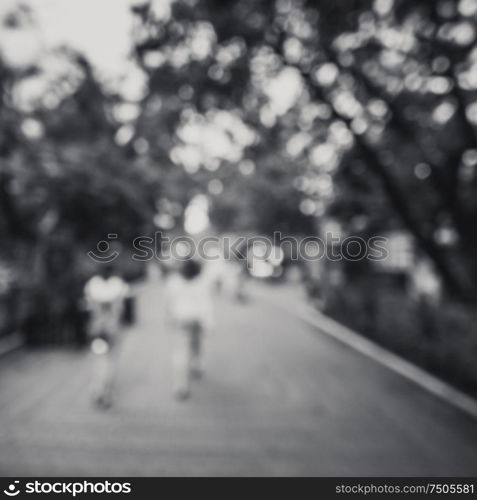 Tropical summer park. Black and white outdoor background. Tropical summer park black and white