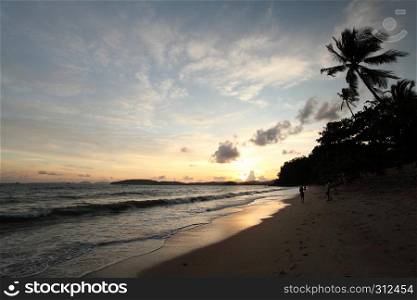 Tropical sunset on the beach. Krabi. Thailand