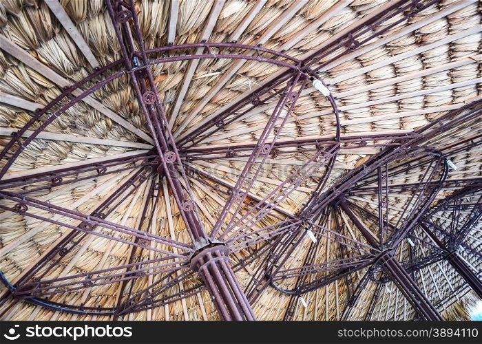 Tropical thatch roof isolated on white background