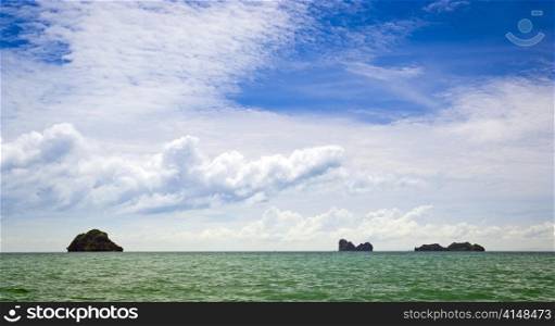 Tropical view of ocean, clouds and islands