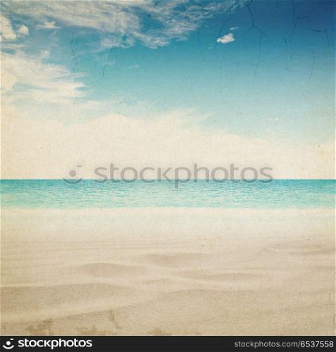 Tropical vintage beach landscape. Tropical vintage beach landscape. Summer caribbean background. Tropical vintage beach landscape