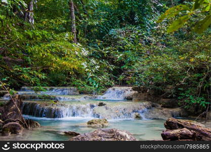 Tropical waterfall. Deep forest Waterfall. waterfall in the forest