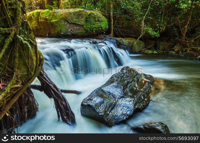 Tropical waterfall Phnom Kulen, Cambodia